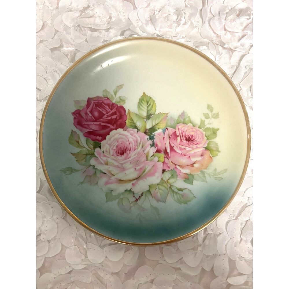 Antique C.T. Altwasser Silesia Hand-Painted 8" Pink Rose Decorative Plate